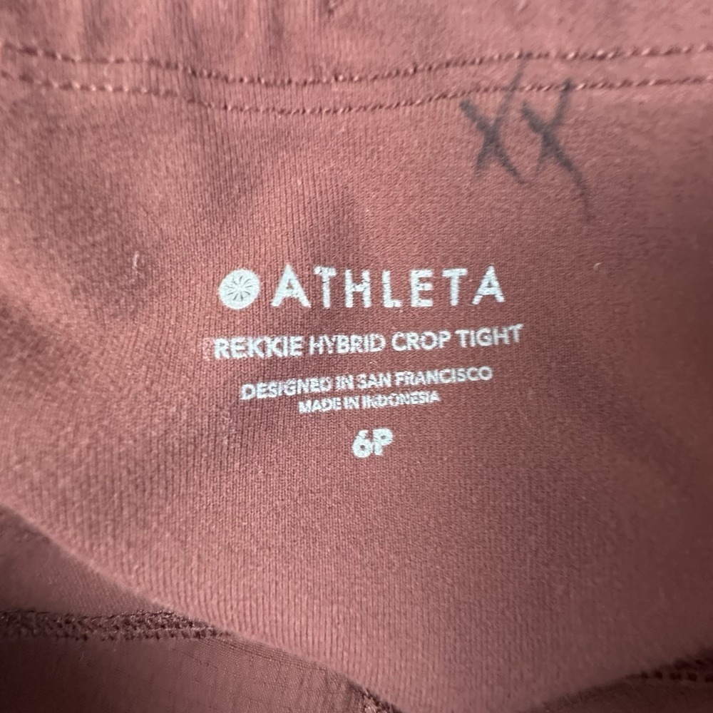 Athleta Pants Womens 6 Petite Red TREKKIE HYBRID Crop Tight Ripstop Gym Sports - Picture 11 of 13
